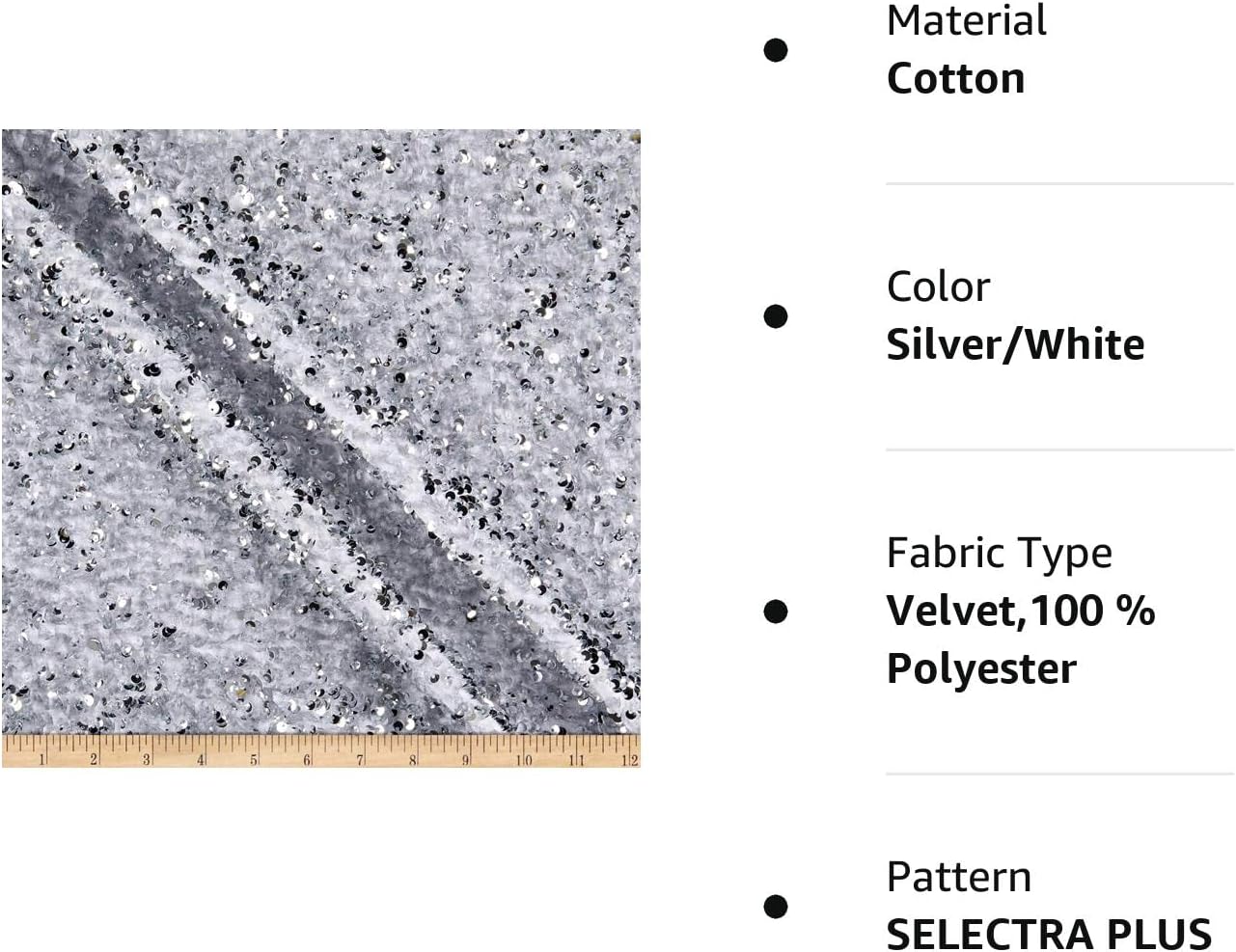 Selectra Plus – Lentejuelas plateadas, blancas, tela de The Yard