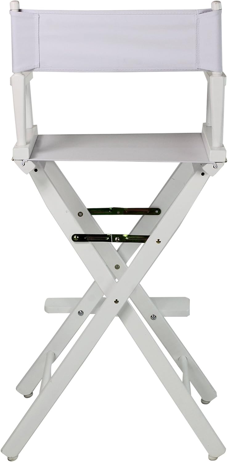 Casual Home – Silla de director de 30 in, marco blanco, con lona color blanco, altura de barra