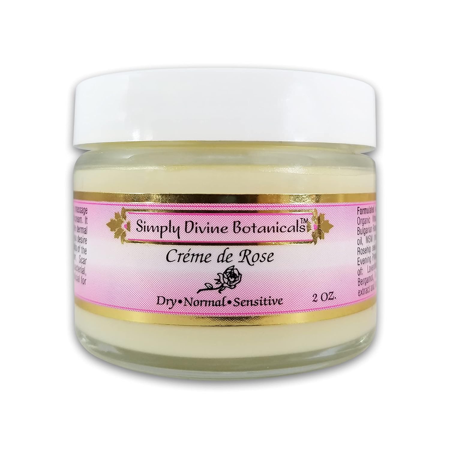 Simply Divine Botanicals Creme de Rose – Crema hidratante facial Heavenly – Crema facial natural y orgánica para piel seca, normal, sensible y
