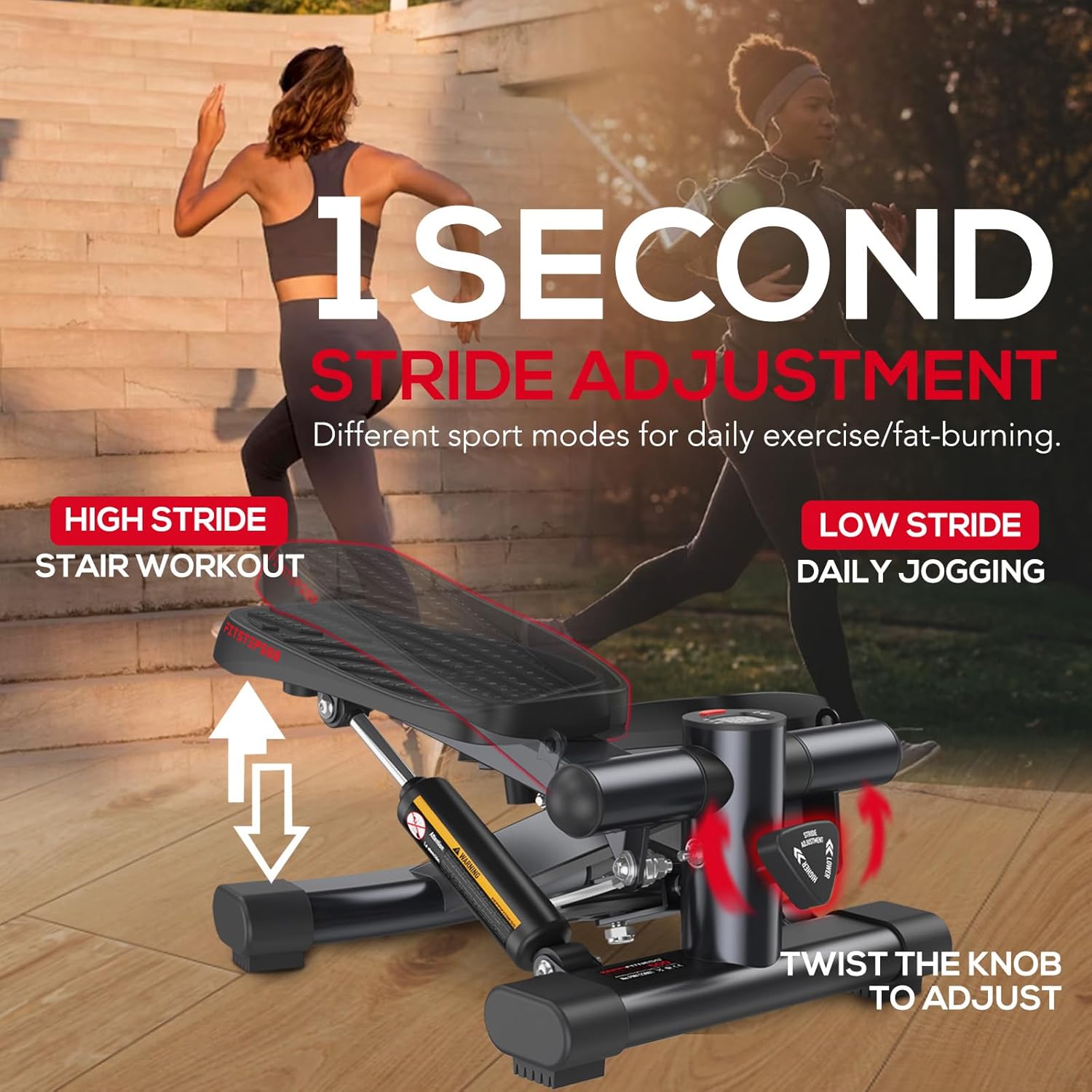 KeppiFitness Steppers para hacer ejercicio en casa, mini máquina de escaleras, con capacidad máxima de 350 libras, mini stepper con bandas de