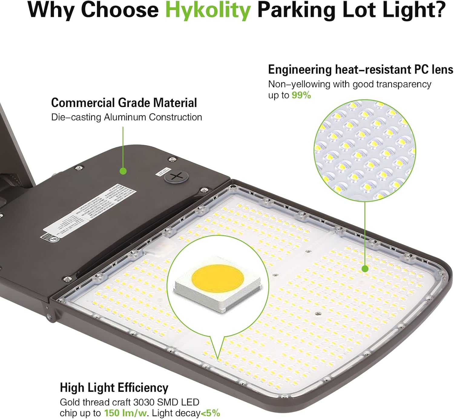 Paquete de 3 luces LED de estacionamiento conmutables de 240 W300 W, iluminación de calle LED de 150 LMW con fotocélula del anochecer al amanecer