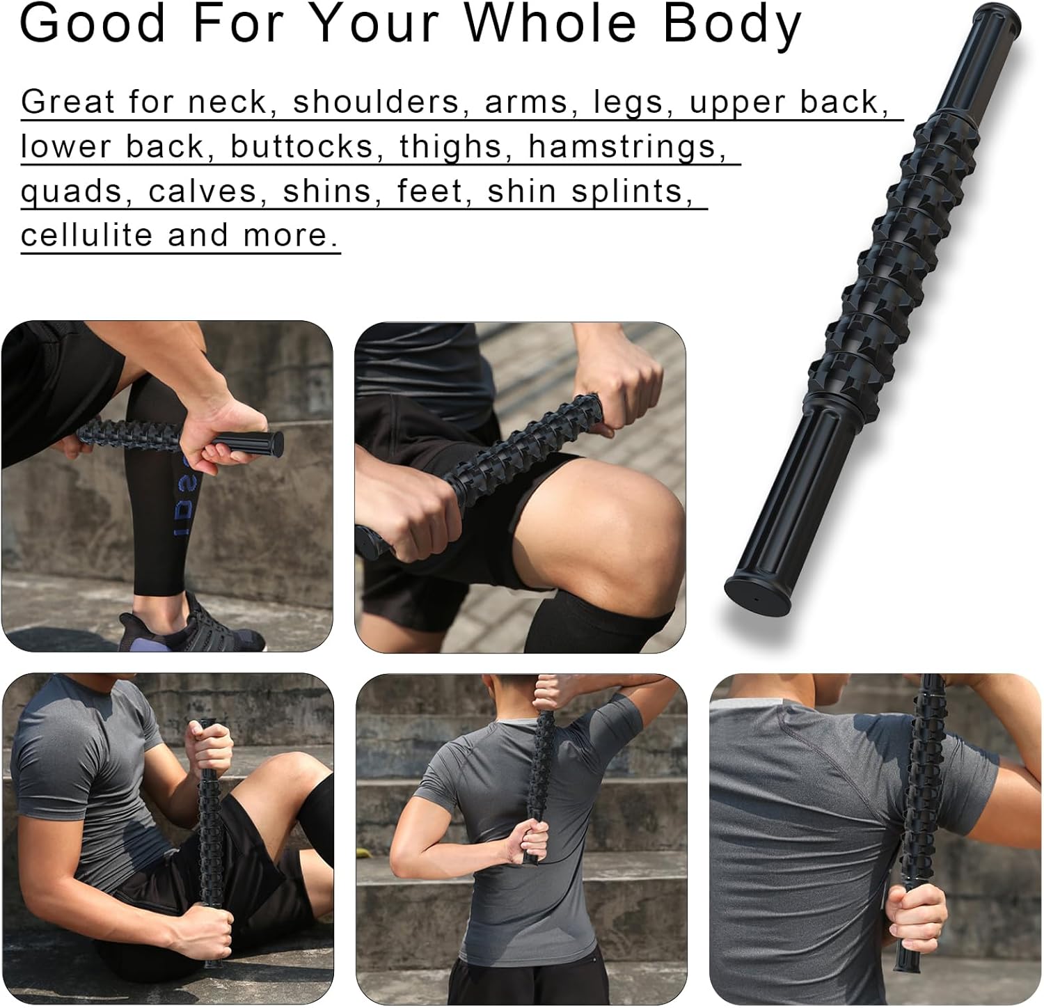 KEINE MARKE Massage Stick, Manual Muscle Roller, Muscle Roller Stick, Deep Muscle Massage Tools for Relief of Muscle Soreness, Cramps and