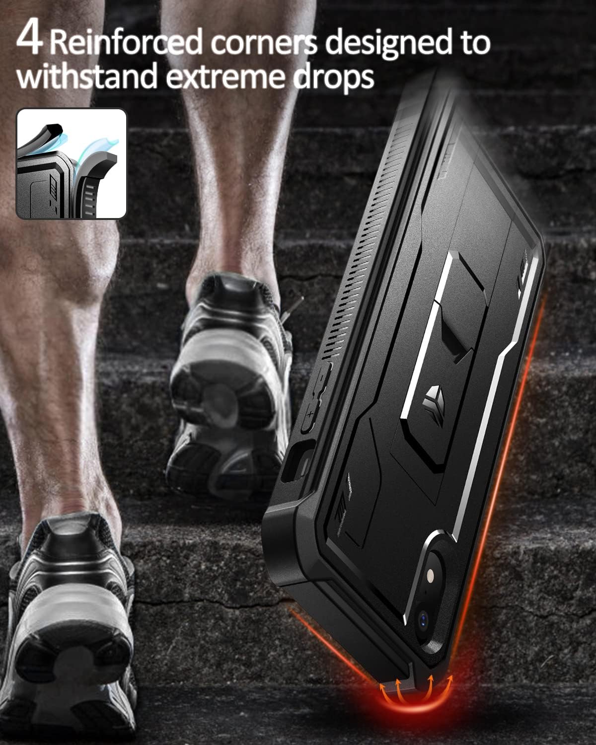 Dexnor Funda para iPhone XR, Protector de pantalla y soporte integrados Protección de grado militar resistente a prueba de golpes para iPhone XR,