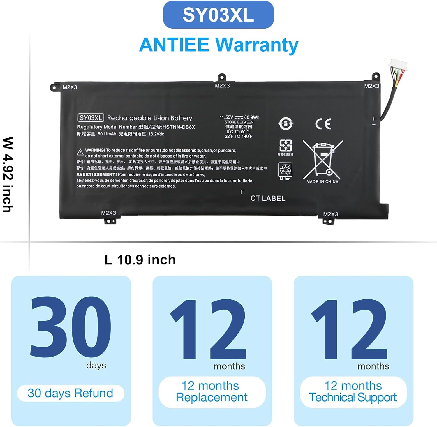 ANTIEE SY03XL – Batería para portátil HP Chromebook X360 14 G1 14-DA 14-DA0011DX 14-DA0500ND 14-DA0021NR Chromebook 15-DE 15-DE0010NR 15-DE0021CL