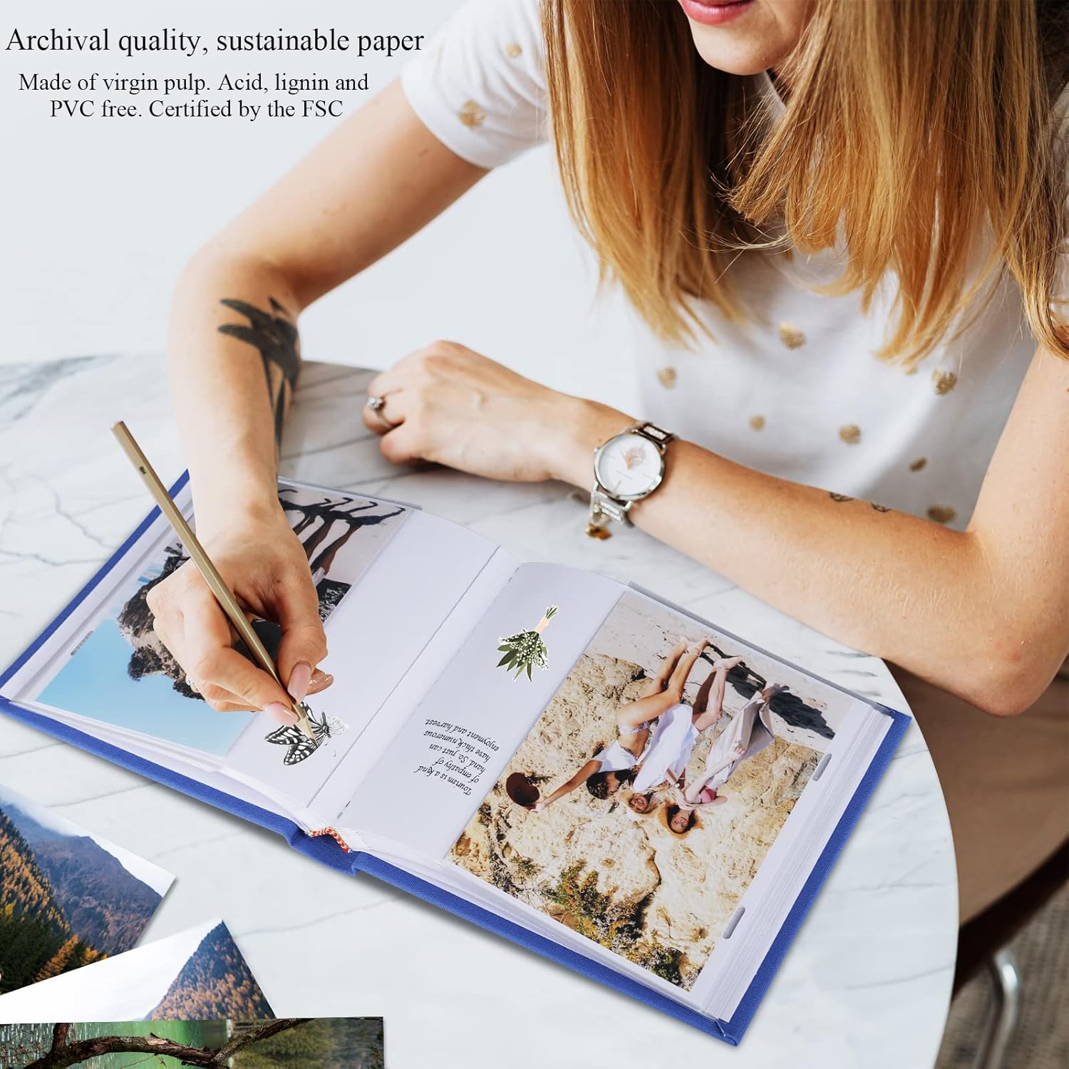 Álbum de fotos de 4 x 6 pulgadas con capacidad para 60 fotos con bolsillos verticales deslizantes, libro de fotos, cubierta de lino, álbumes de