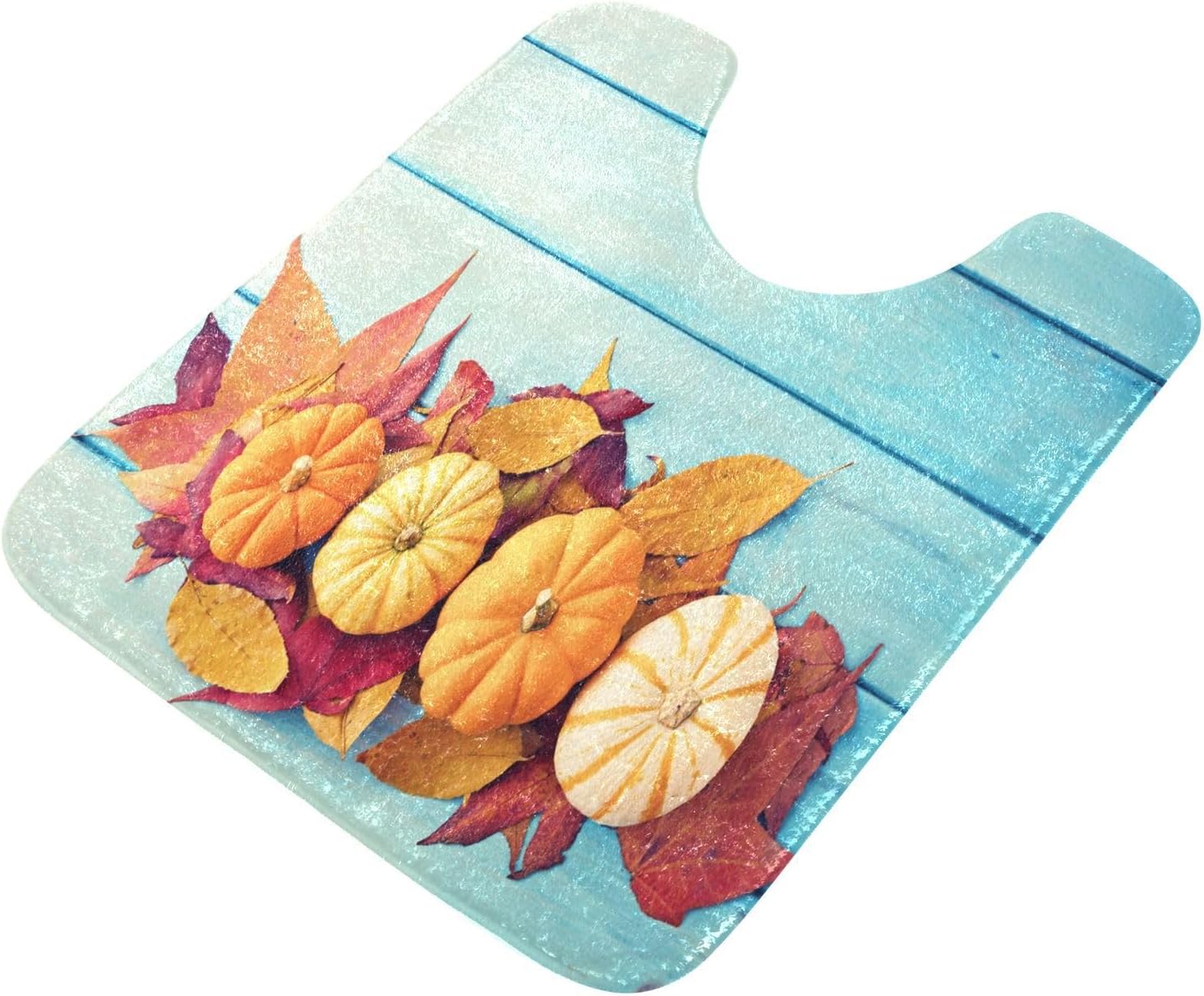 Bathroom Rugs Sets 2 Piece 24×16+24×20 Inch,Soft U-Shaped Contour Toilet Rug Pumpkin Maple Leaf Non-Slip Absorbent Bath Floor Mat Carpet Set Water