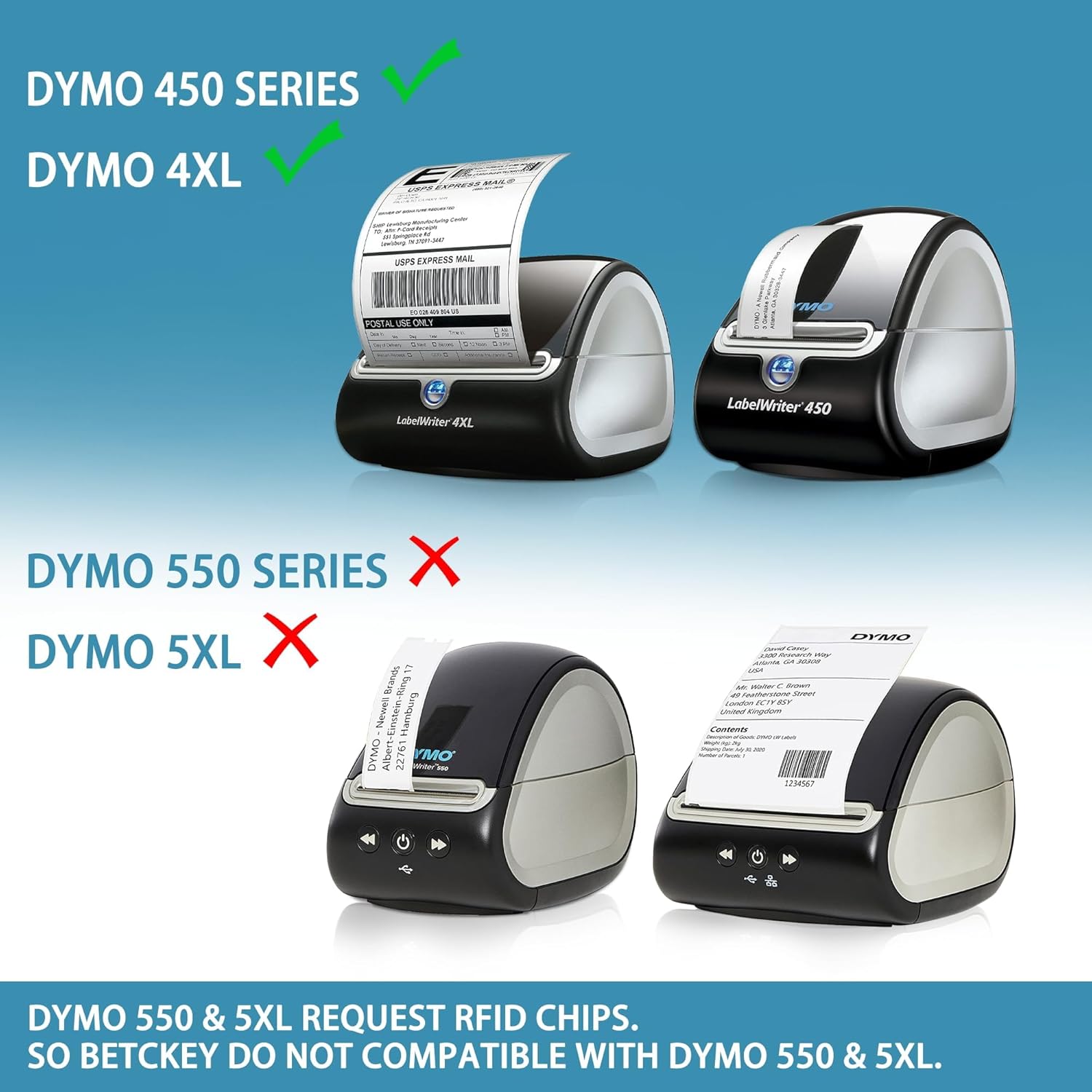 BETCKEY – Etiquetas de código de barras compatibles con DYMO 30346 (12″ x 1-78″) – Compatible con impresoras DYMO Labelwriter 450, 4XL y Zebra 6