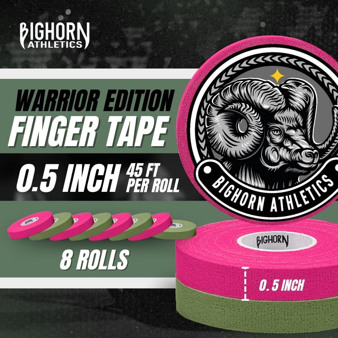 Bighorn Athletics Cinta para dedos de Jiu Jitsu, cinta deportiva deportiva para lesiones y apoyo BJJ, Judo, lucha, escalada en roca, voleibol, manos