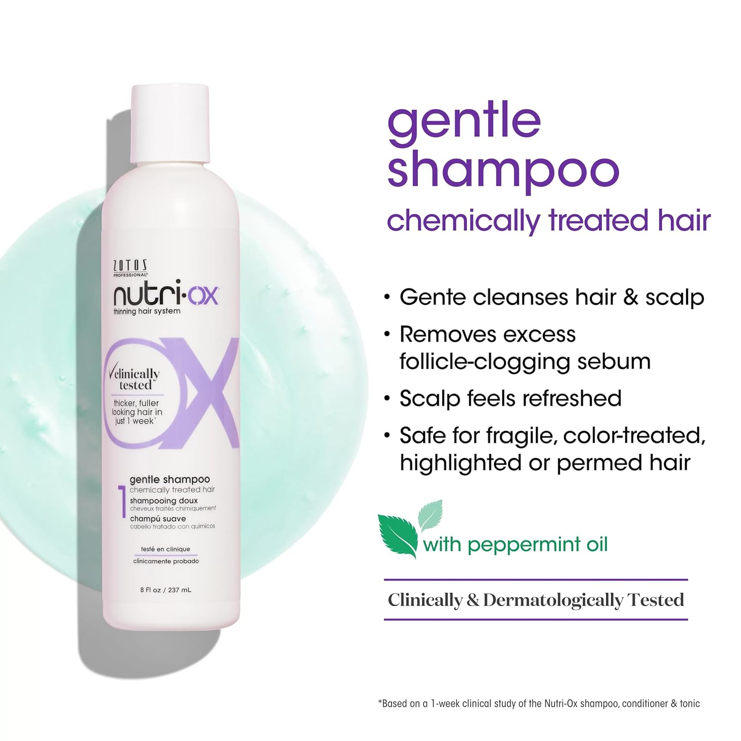 NUTRI-OX Kit de inicio para cabello adelgazante teñido  Cabello más grueso y de aspecto más completo  Menta  Probado clínicamente y