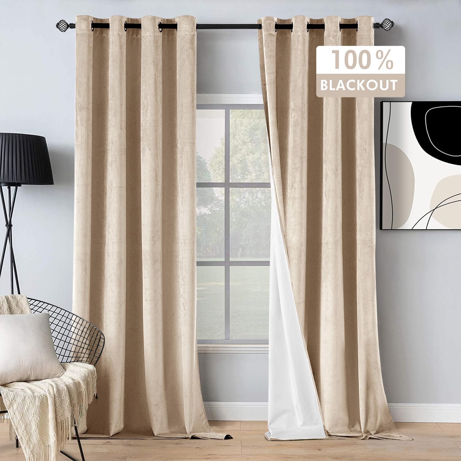 MIULEE Cortinas 100% opacas de terciopelo de 84 pulgadas de largo, cortinas opacas para dormitorio, sala de estar, cortinas opacas con aislamiento