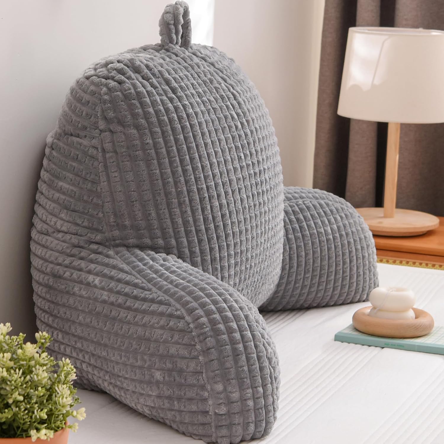 A Nice Night Almohada de lectura para cama de cuña grande para adultos y niños, respaldo con brazos para sentarse en la camasofá para descansar en