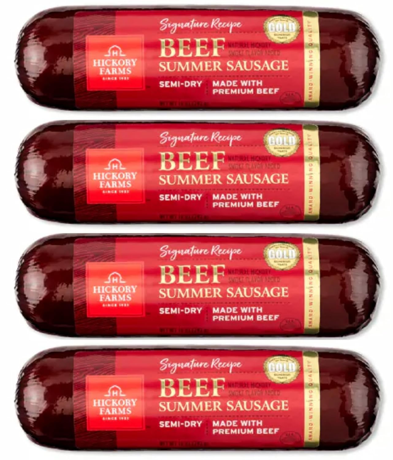 Hickory Farms Salchicha de verano de ternera, 10 onzas (paquete de 4)