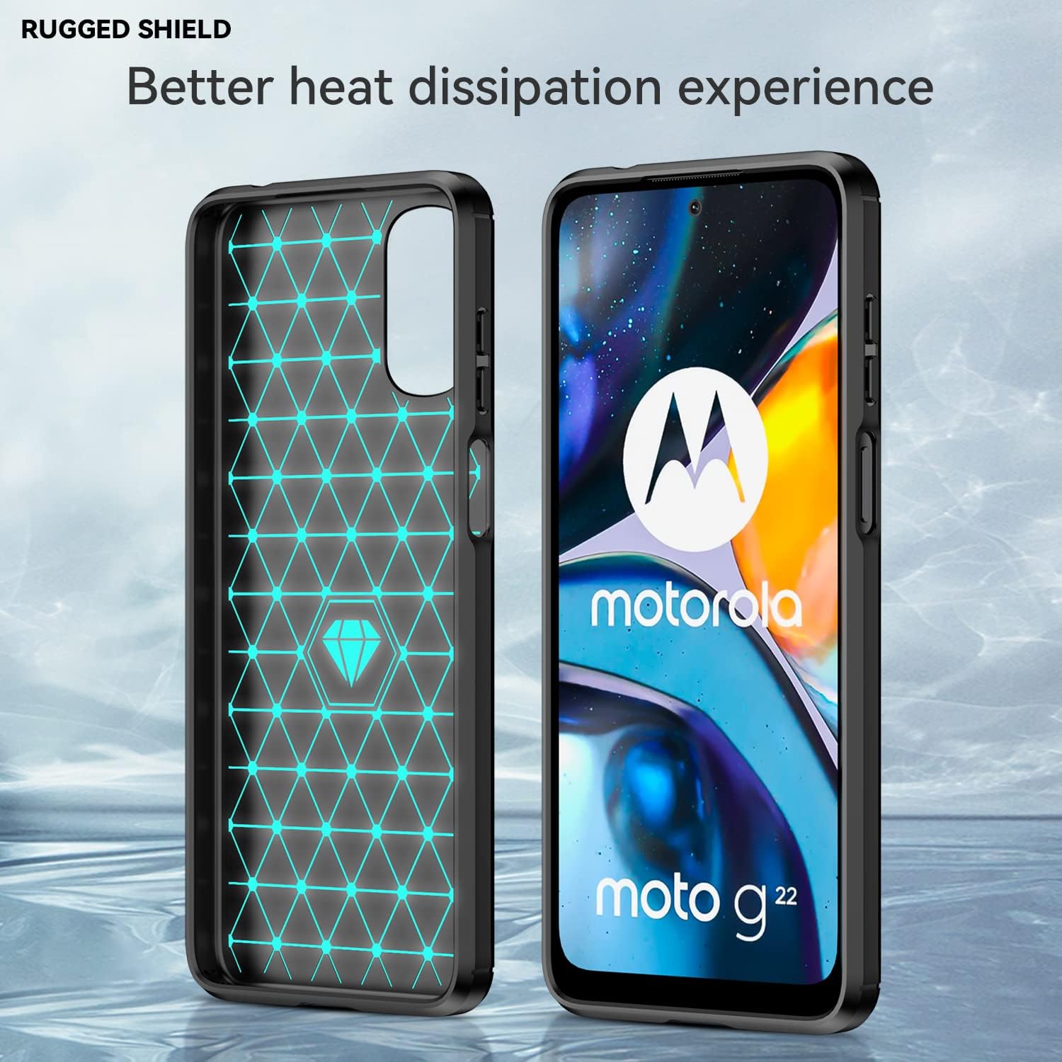 Asuwish Funda para Motorola Moto G22 con protector de pantalla de vidrio templado y accesorios para celda, funda delgada y suave de goma de silicona