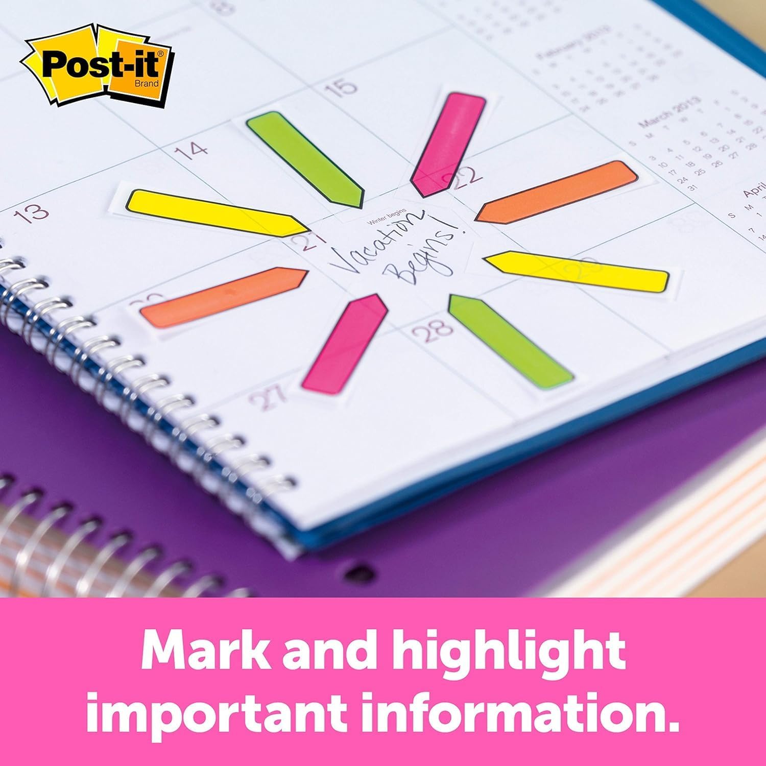 Post-it Index Arrows – Dispensador transparente de 5 colores, 20 colores, 0.472 in