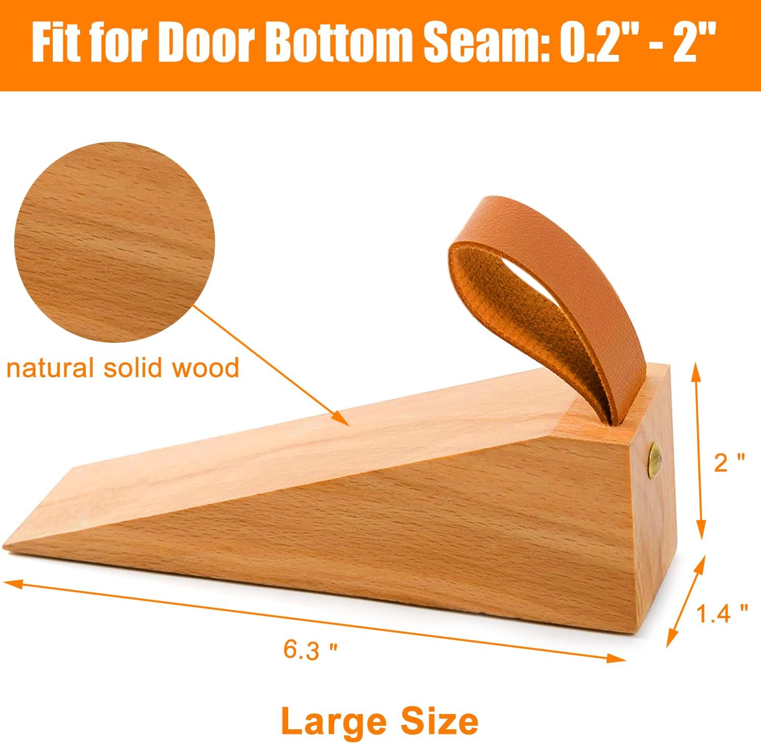 Tope de puerta de madera, cuña antideslizante de madera maciza, cuñas de tope de puerta resistentes y duraderas, ajuste para costura inferior de