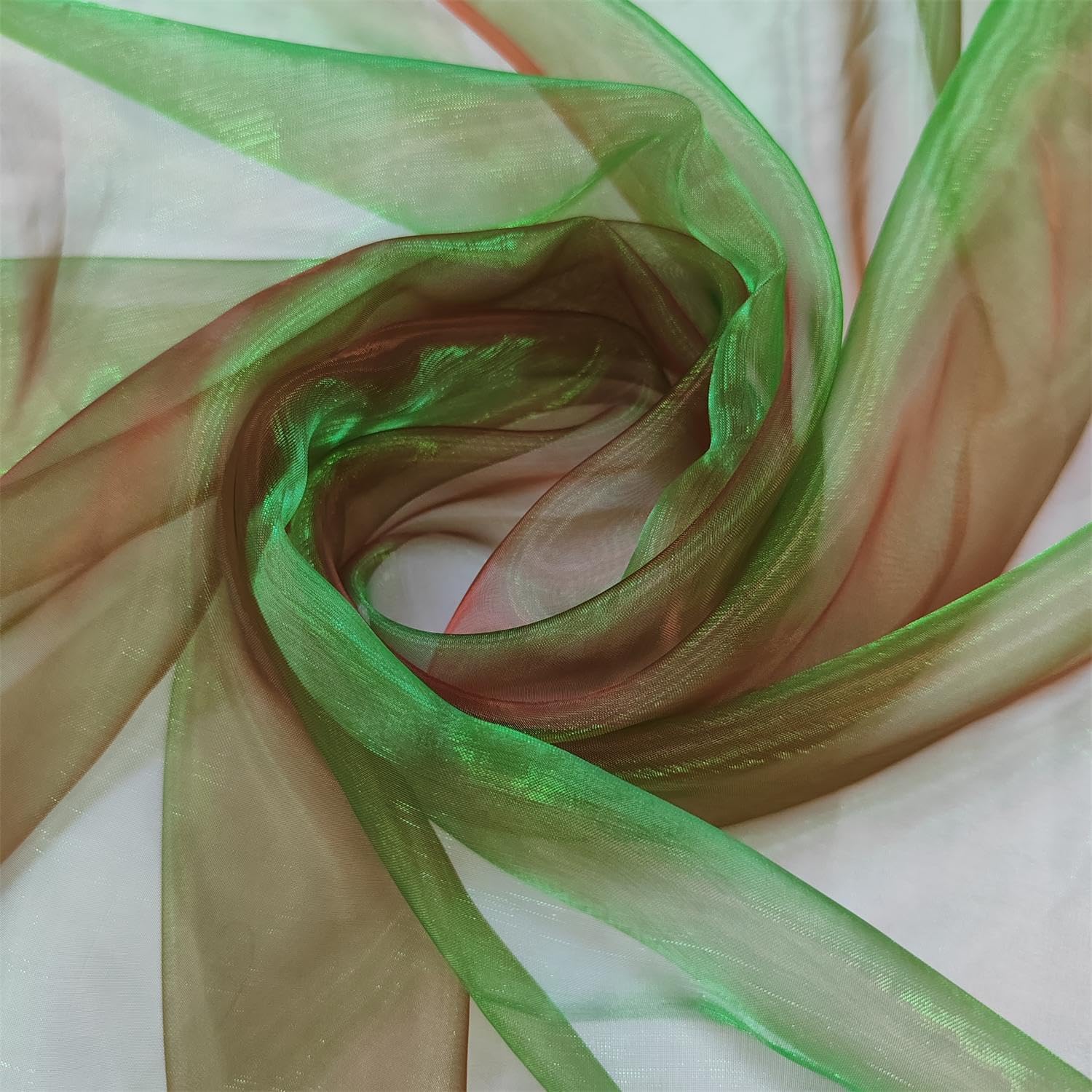 Tela de organza transparente ligera de dos tonos, gasa holográfica iridiscente, tela de tul de encaje oganza para vestido, fiesta, fondo brillante,