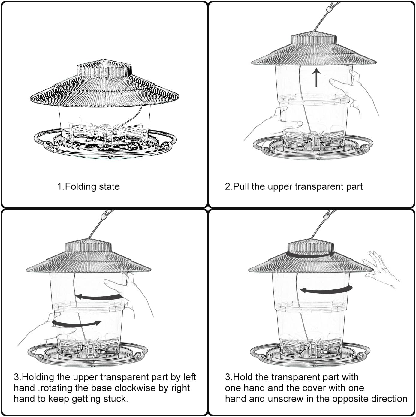 Comedero retráctil antiardillas para colgar al aire libre, para decoración de jardín, patio, alimentación silvestre, observadores de aves, apto para