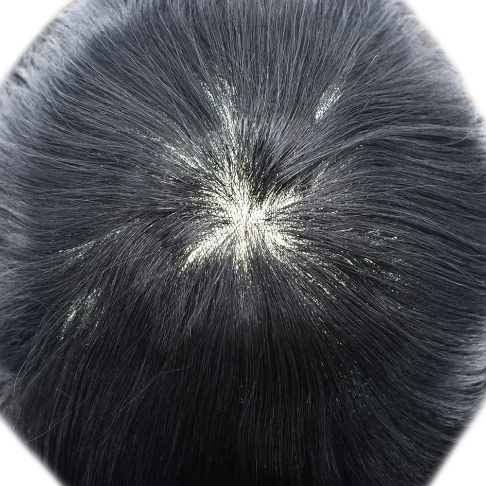 Pieza de pelo para hombre, tupé de cabello humano real, sistema de reemplazo para hombres, piel ultrafina, 0.002 in, protesis capilar para hombre,