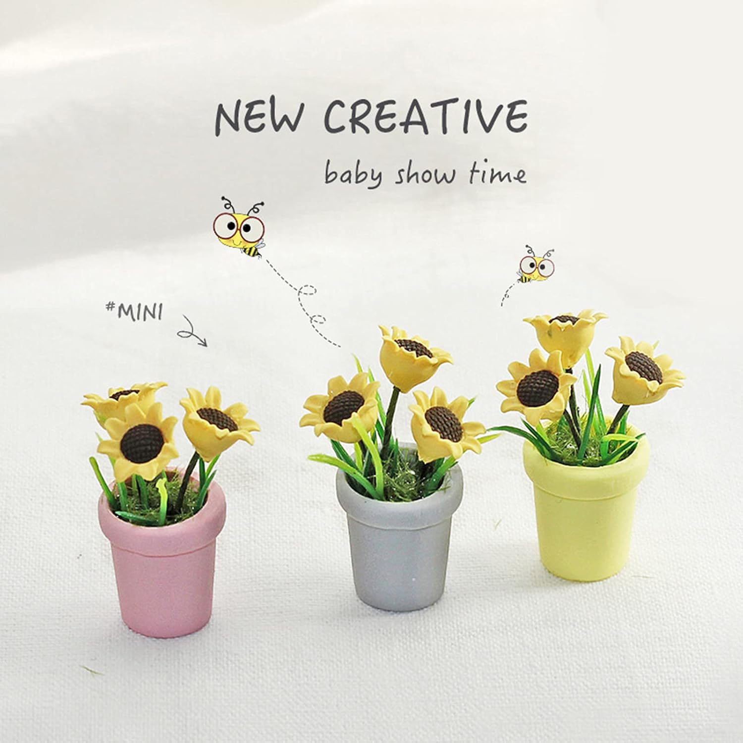Miniatura Girasol Exquisita Imaginación Cultivo Resina Muñeca Casa Mini Girasol para Gris