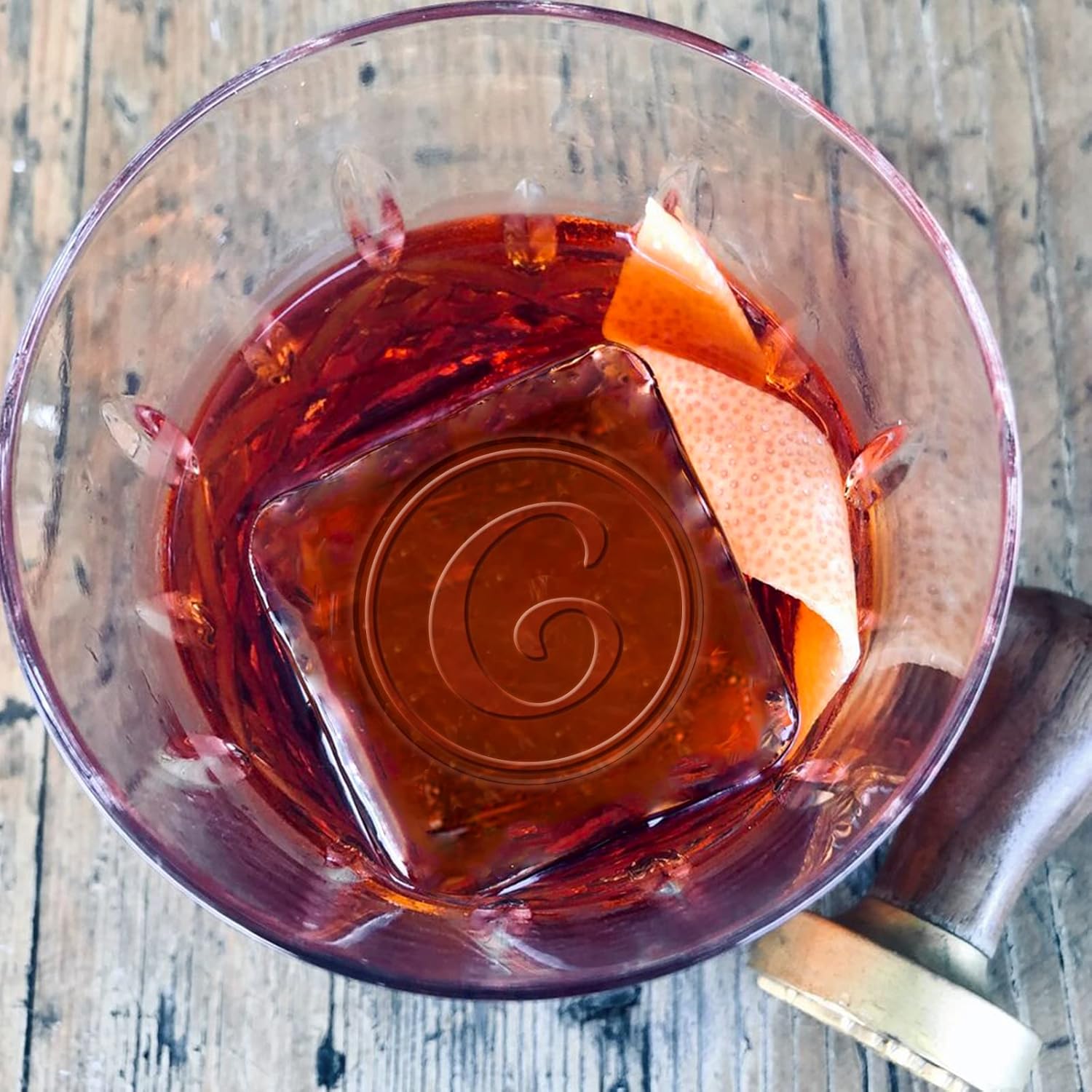 CRASPIRE Sello de hielo con letra G, sello de hielo de marca de hielo con cabeza de latón extraíble y mango de madera, sello de hielo vintage para