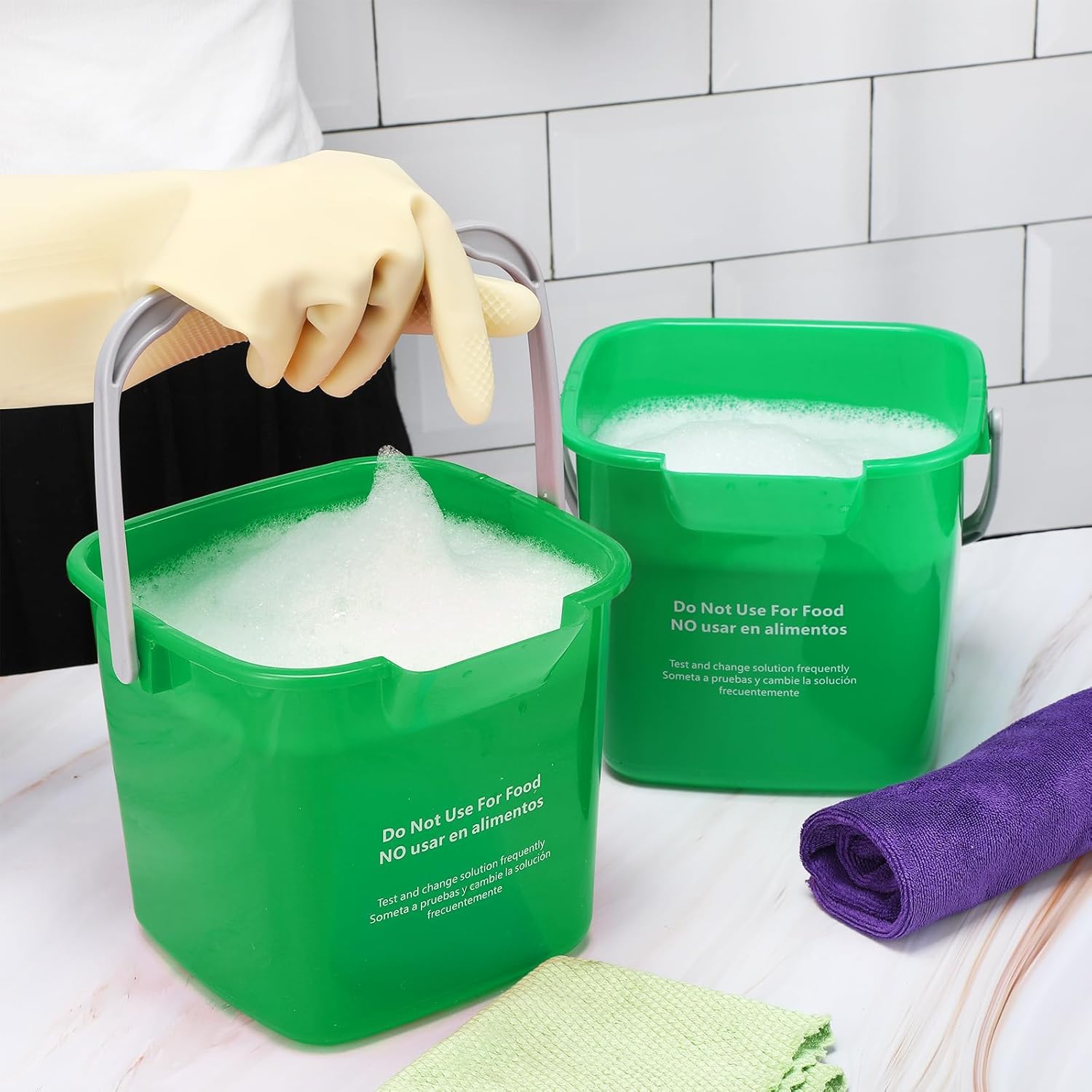 3 cubos de 6 cuartos de galón para limpiar pequeños cubos cuadrados de detergente para el hogar, comercial, restaurante, cocina, oficina, escuela