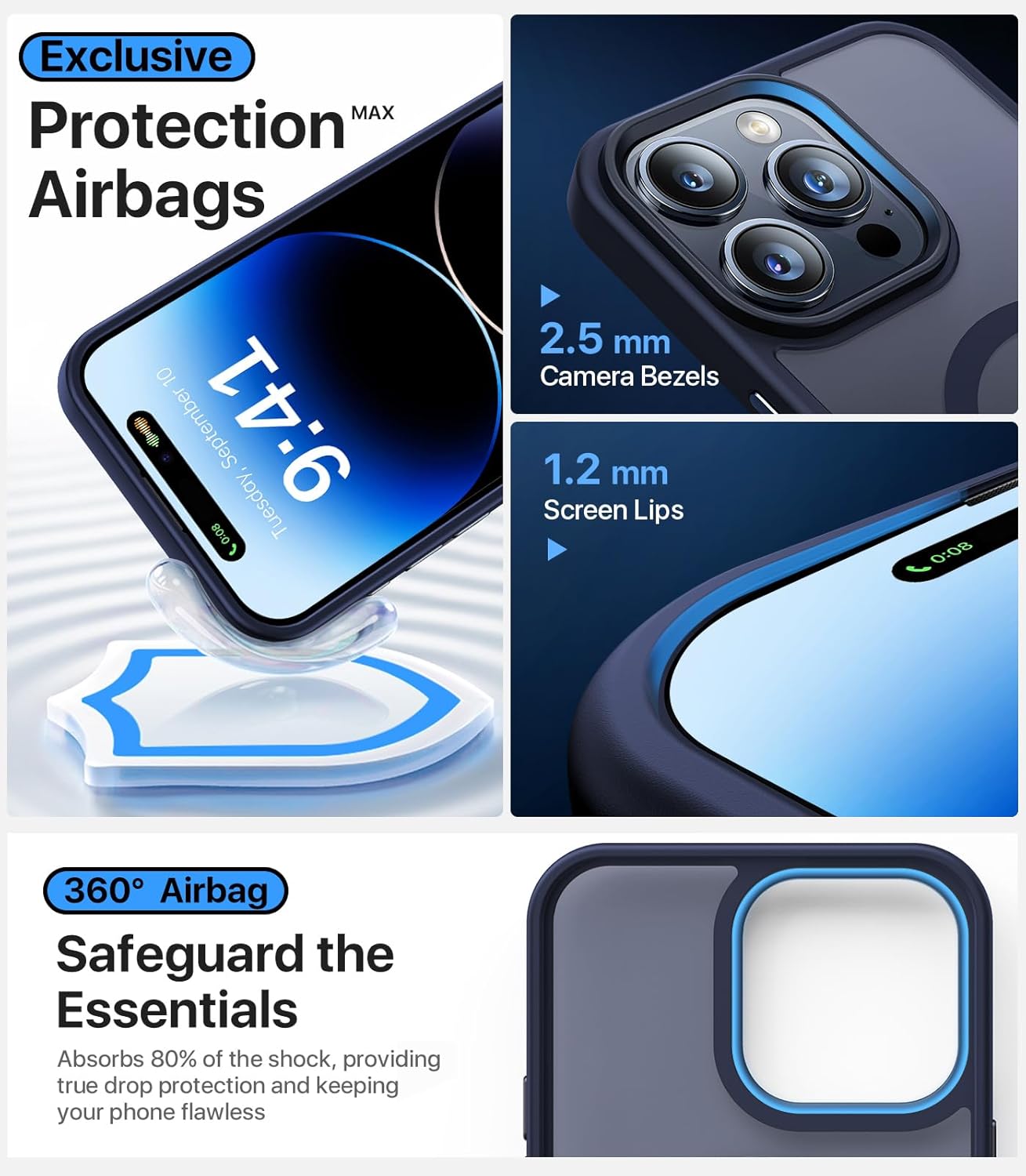 Aulofe Funda magnética fuerte para iPhone 15 Pro Max, compatible con MagSafe probada contra caídas de grado militar a prueba de golpes, delgada,