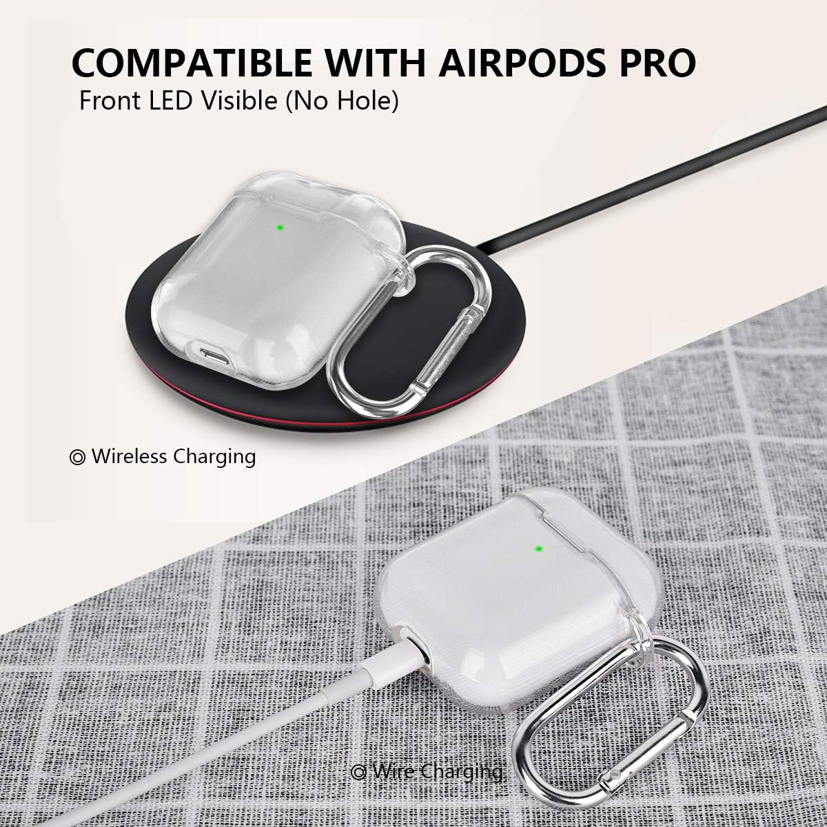 KOREDA Funda protectora completa suave y transparente a prueba de golpes con llavero para Apple AirPod de 2 y 1 generación (transparente)
