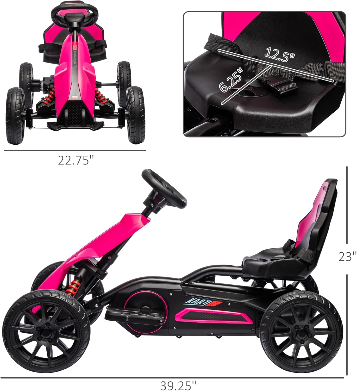 Aosom Go Kart eléctrico de 12 V para niños, juguete para montar al aire libre con accionamiento hacia adelante hacia atrás y velocidad ajustable,
