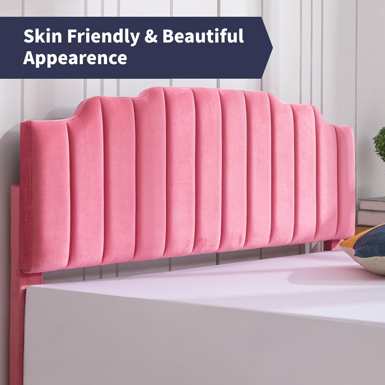 Zafly – Marco de cama de tamaño matrimonial para niños con cabecera y estribo, marco de cama para dormitorio infantil, plataforma de cama tapizada