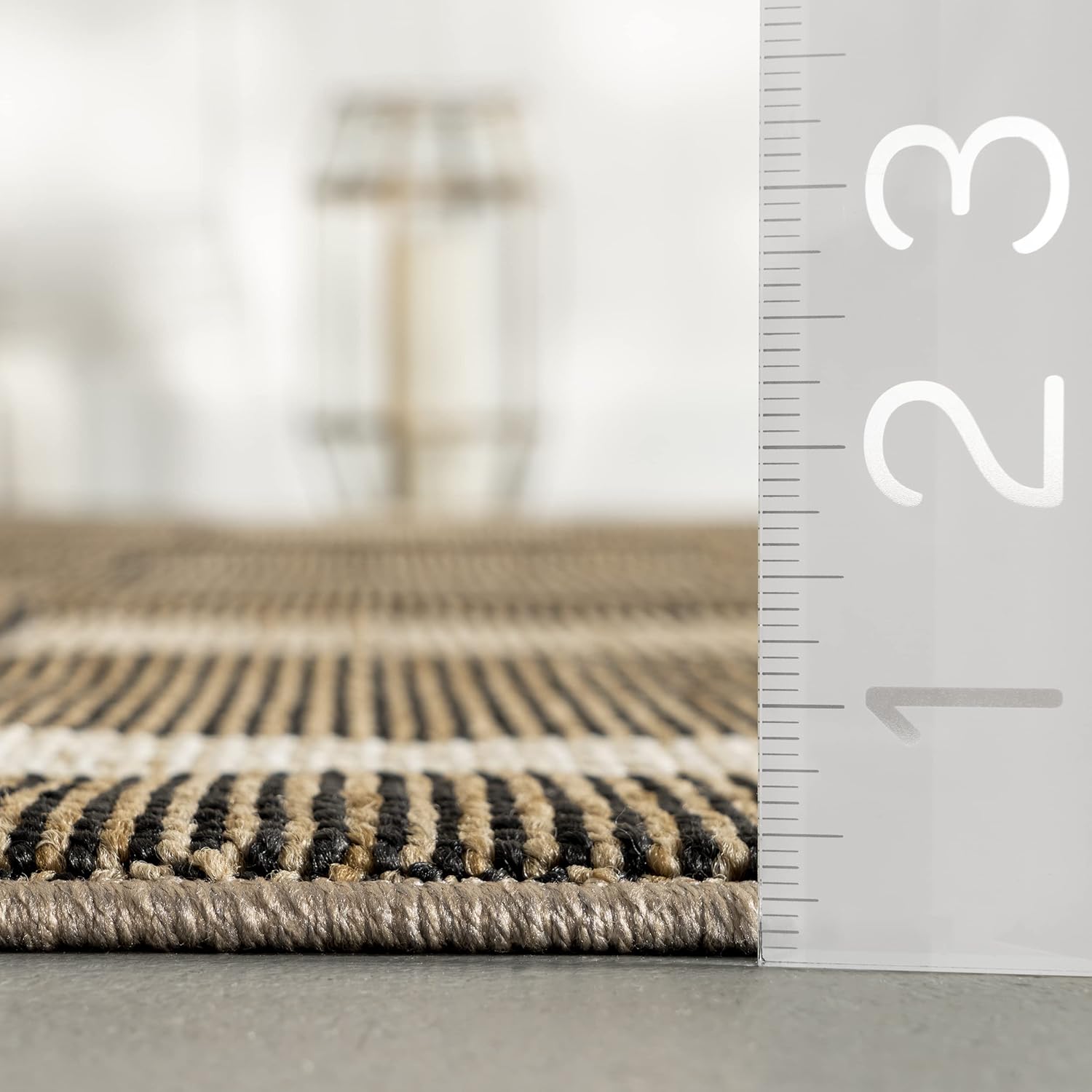 nuLOOM Lavonia – Alfombra a cuadros para interiores y exteriores, 6 pies 7 pulgadas x 9 pies, color beige