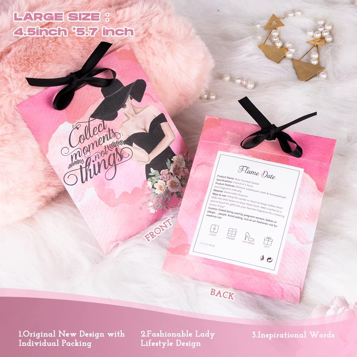 Paquete de 6 sobres con aroma de rosas inspiradoras para cajones y armarios, desodorante y eliminador de olores, regalos motivacionales para madres,