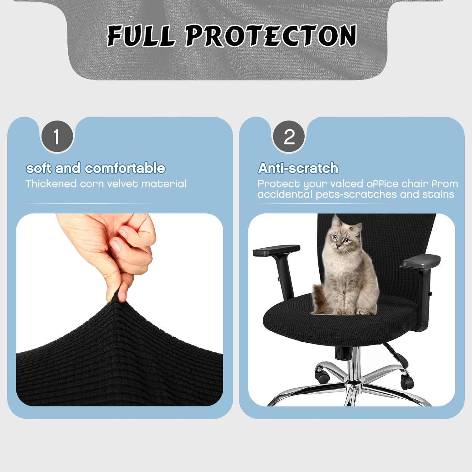 Lounsweer Funda para silla con reposacabezas de 3 piezas, funda para silla de oficina, con ruedas, fundas elásticas y lavables para silla de