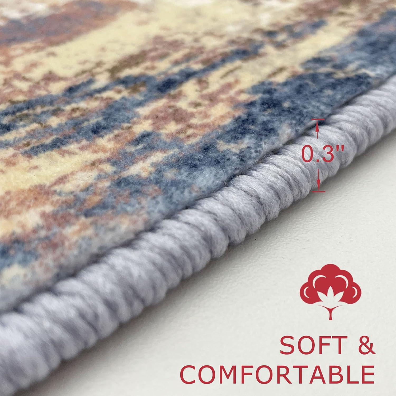 KOZYFLY Alfombra moderna abstracta de 5 x 7 pulgadas, lavable a máquina, para dormitorio, sala de estar, alfombra de lana sintética, suave, de pelo