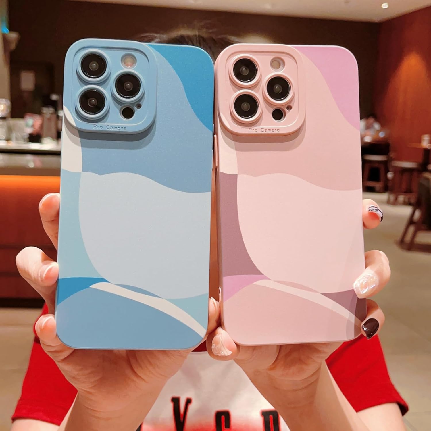 YKCZL Funda compatible con iPhone 15 Pro de 6.1 pulgadas, bonito patrón de corazón pintado con diseño de corazón, protector completo de lente de