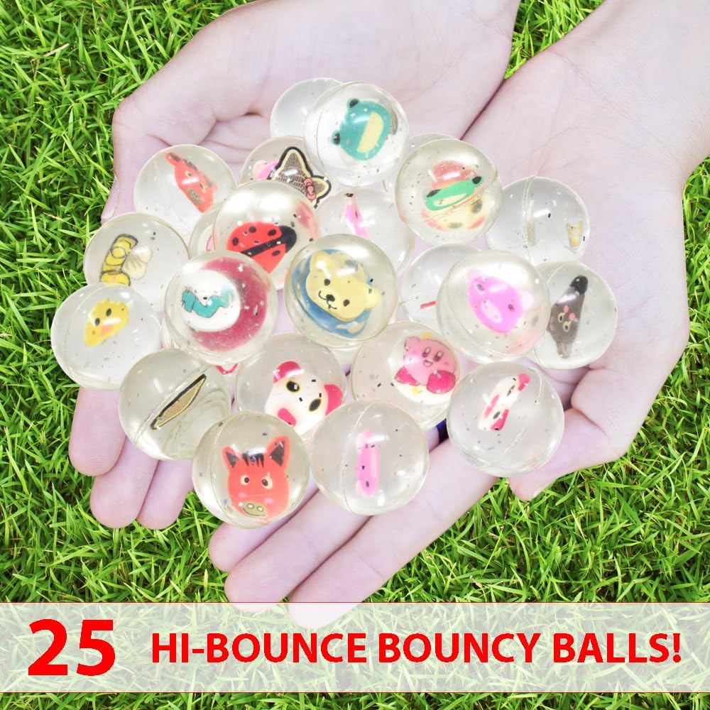 25 bolas inflables para recuerdos de fiesta de niños  Pelota animosa de animales de 1.063 in  Superball pequeñas bolas de goma para niños