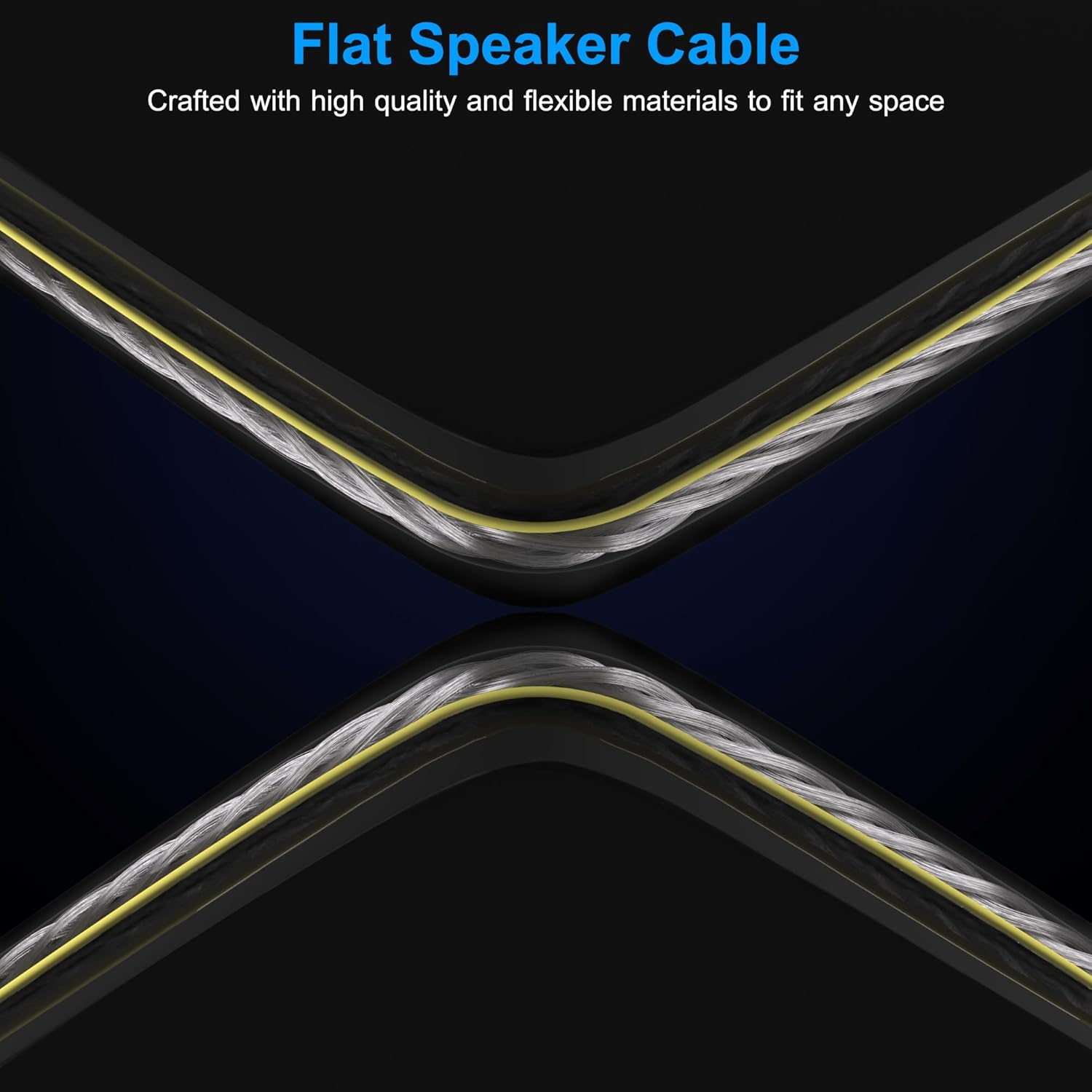 Carrete de cable plano de altavoz 162 de 50 pies, clasificación UL CL3, calibre 16 AWG, cobre OFC estañado, chaqueta transparente con marcador de