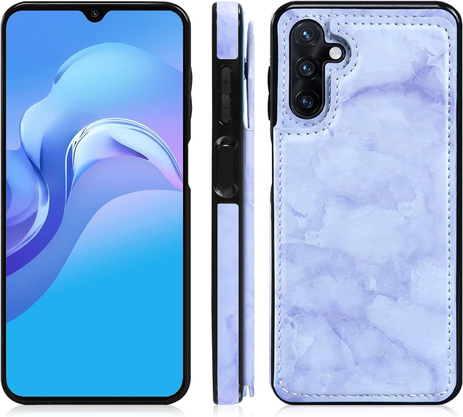 Asuwish Funda de teléfono para Samsung Galaxy A13 5G con protector de pantalla de vidrio templado y billetera de mármol abatible con soporte para