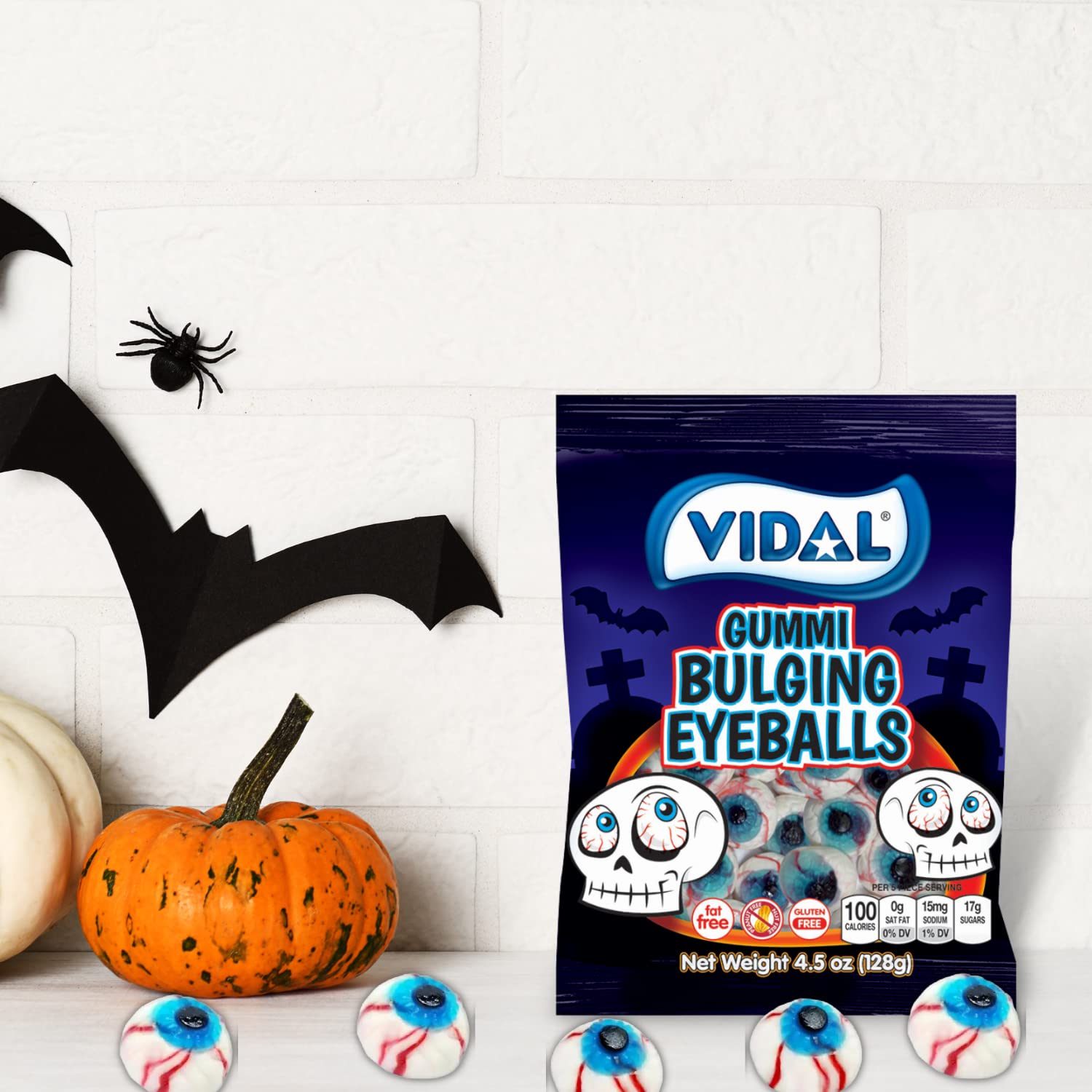 Globos oculares abultados de gomitas de Halloween, caramelos empaquetados individualmente, paquetes de dulces extraños, paquete de 3