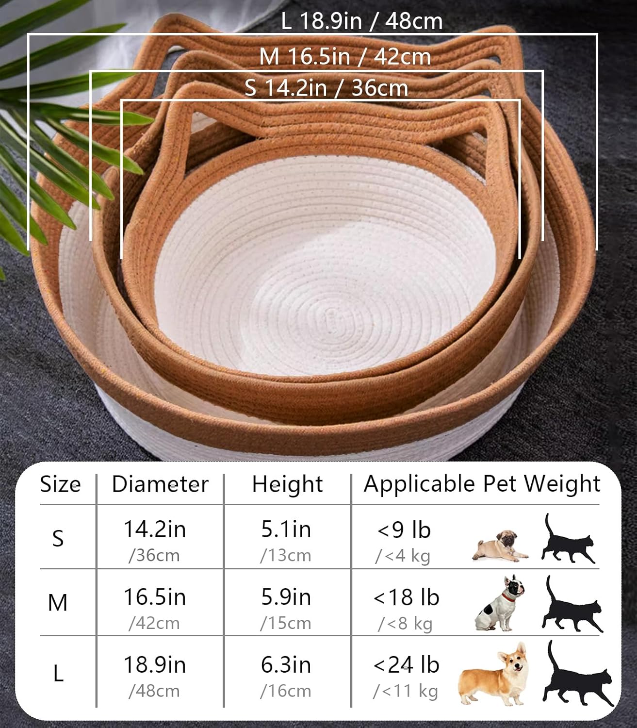 Panbo Cama tejida a mano para gatos con cola de juguete, casa en forma de gatito, almohadilla de algodón natural y lino para gatos, transpirable e