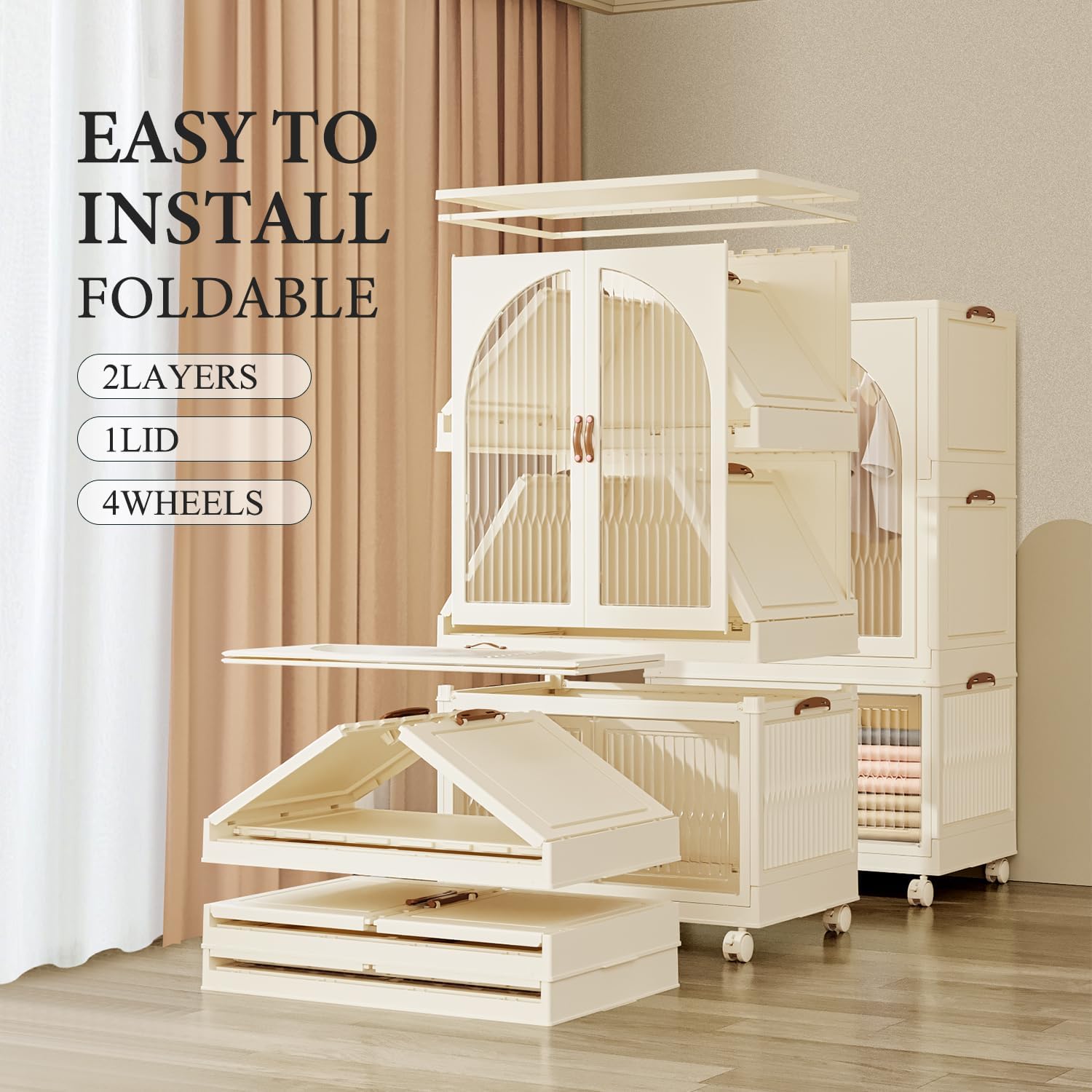 Armario portátil para niños, armario plegable de plástico grande para ropa de bebé, armario para dormitorio, cuarto de bebé, armario de instalación