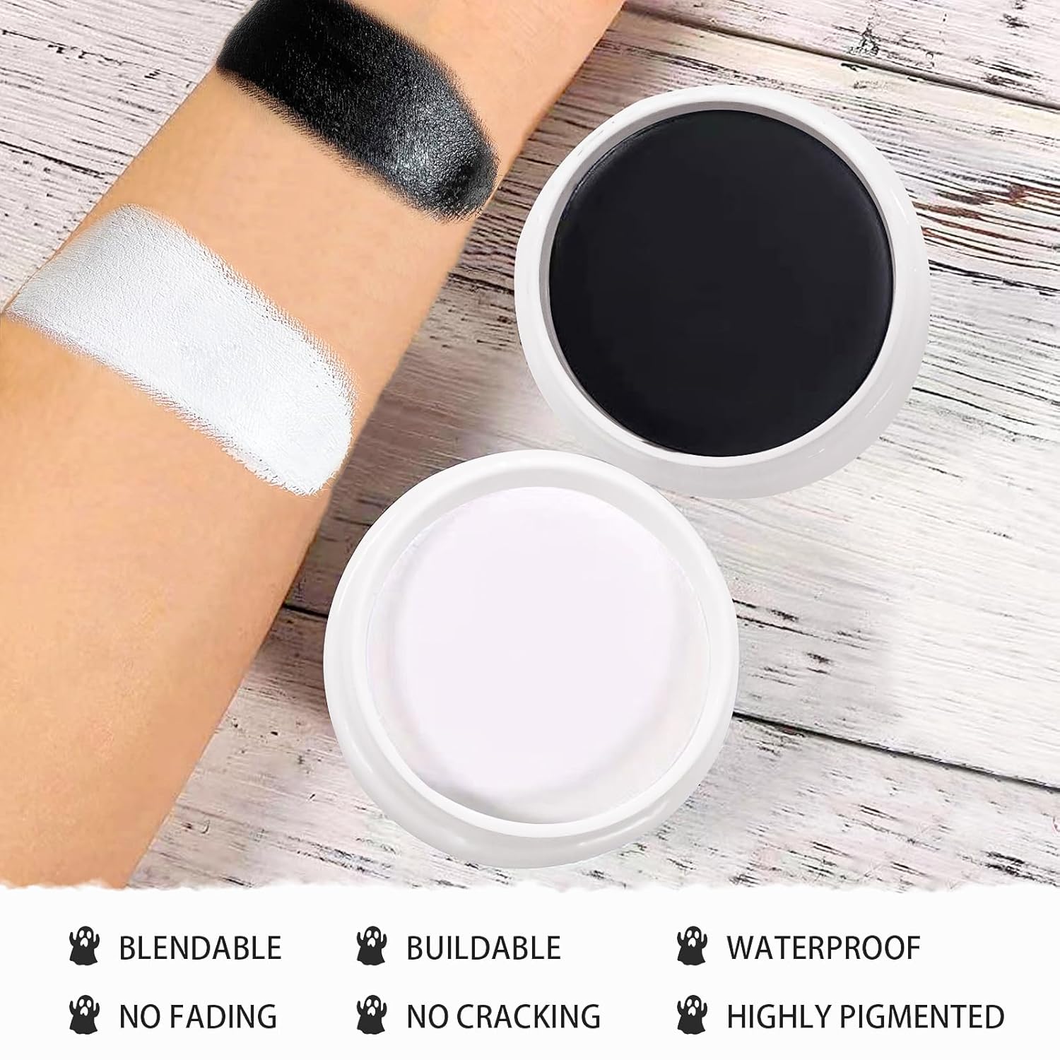 Kit de pintura facial en blanco y negro maquillaje corporal de Halloween, juego de efectos especiales para adultos, maquillaje profesional SFX,