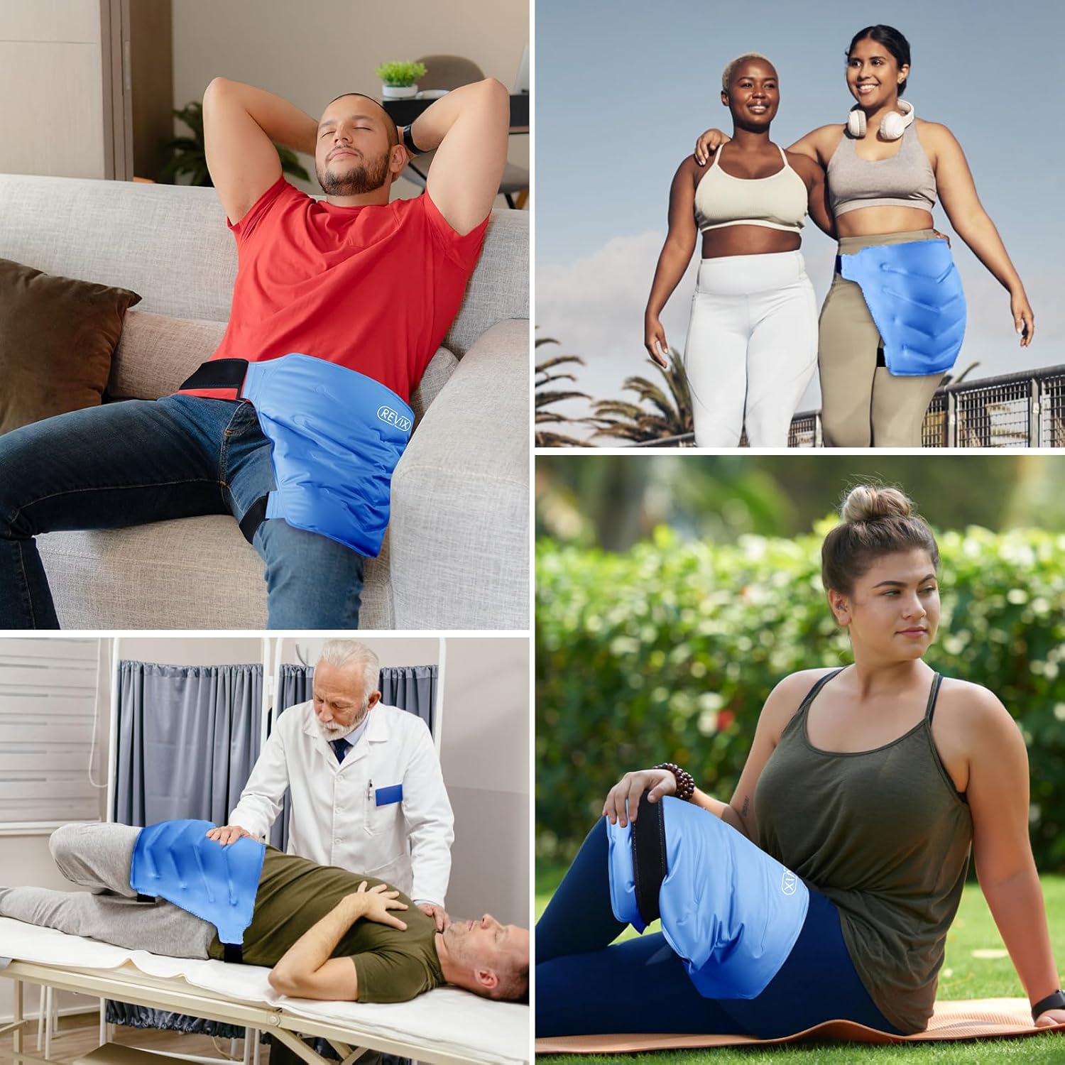REVIX Paquete frío reutilizable extra grande para bursitis de cadera y dolor flexor de cadera, bolsa de hielo para cirugía de reemplazo de cadera,
