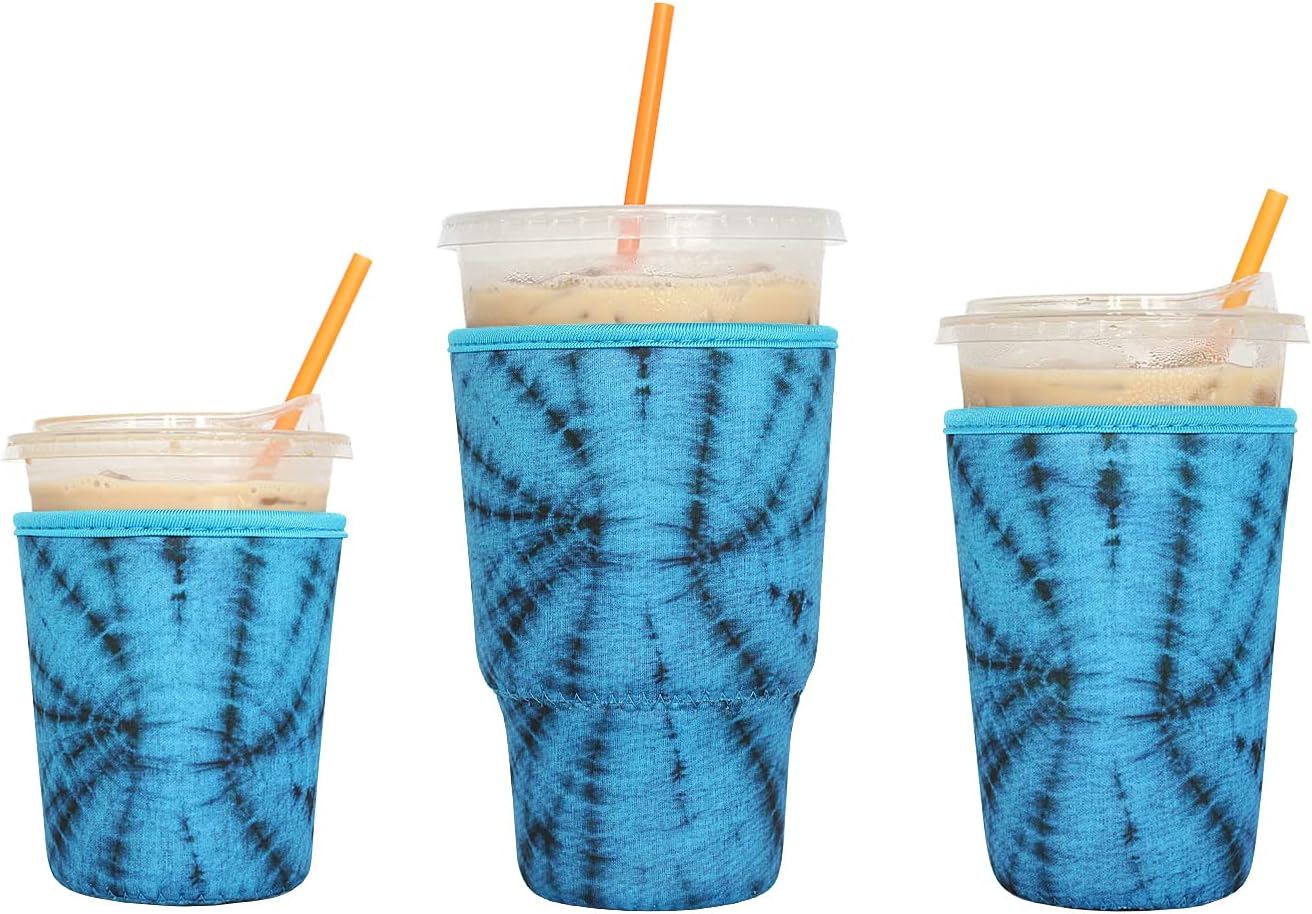 Pack de 3 mangas reutilizables para café helado, funda aislante LOVAC para bebidas frías, soporte de taza de neopreno para café Starbucks, café