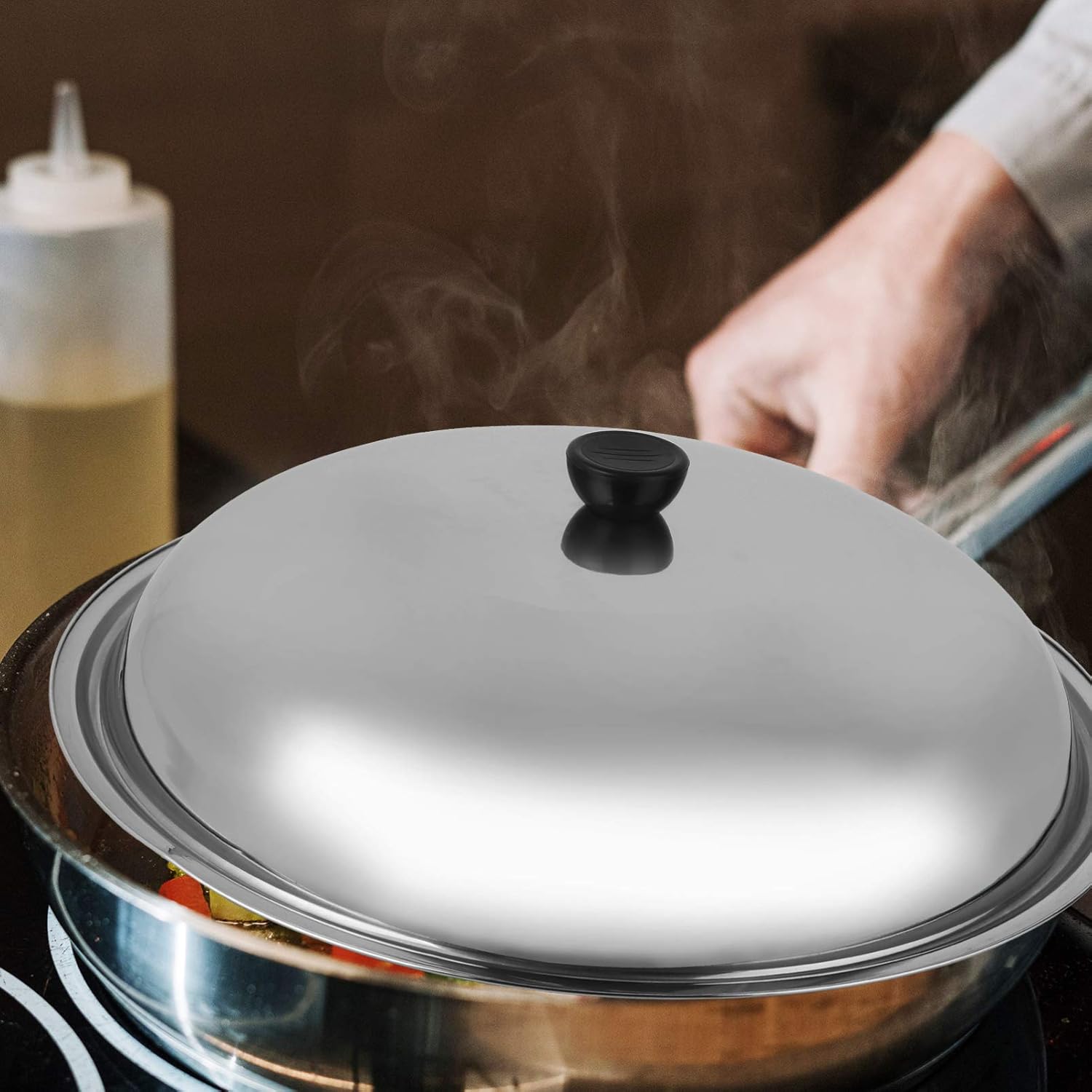 BESTonZON Tapa universal para olla, tapas de sartén Tapa de sartén, tapas de repuesto de 15.7 in, tapas universales para sartenes, tapa de olla