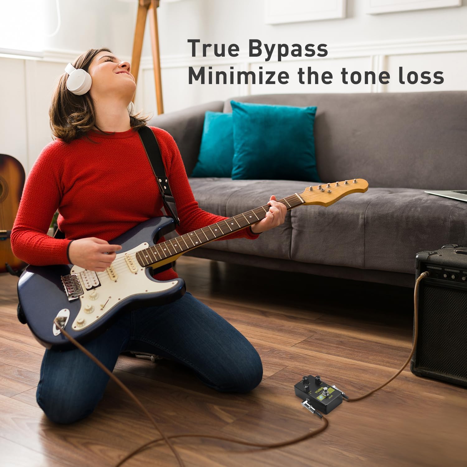 Satone S806 Tubo Overdrive Pedal de efecto de guitarra eléctrica – Pedal de metal acústico preestablecido con efecto de sobremarcha de impulso medio