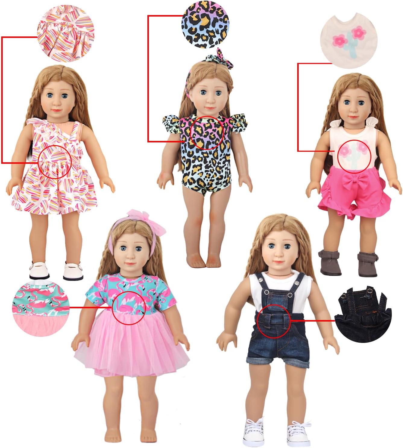 10 juegos de ropa de muñeca americana de 18 pulgadas, incluyendo 10 trajes de vestir para muñecas americanas, muñecas recién nacidas, regalos para
