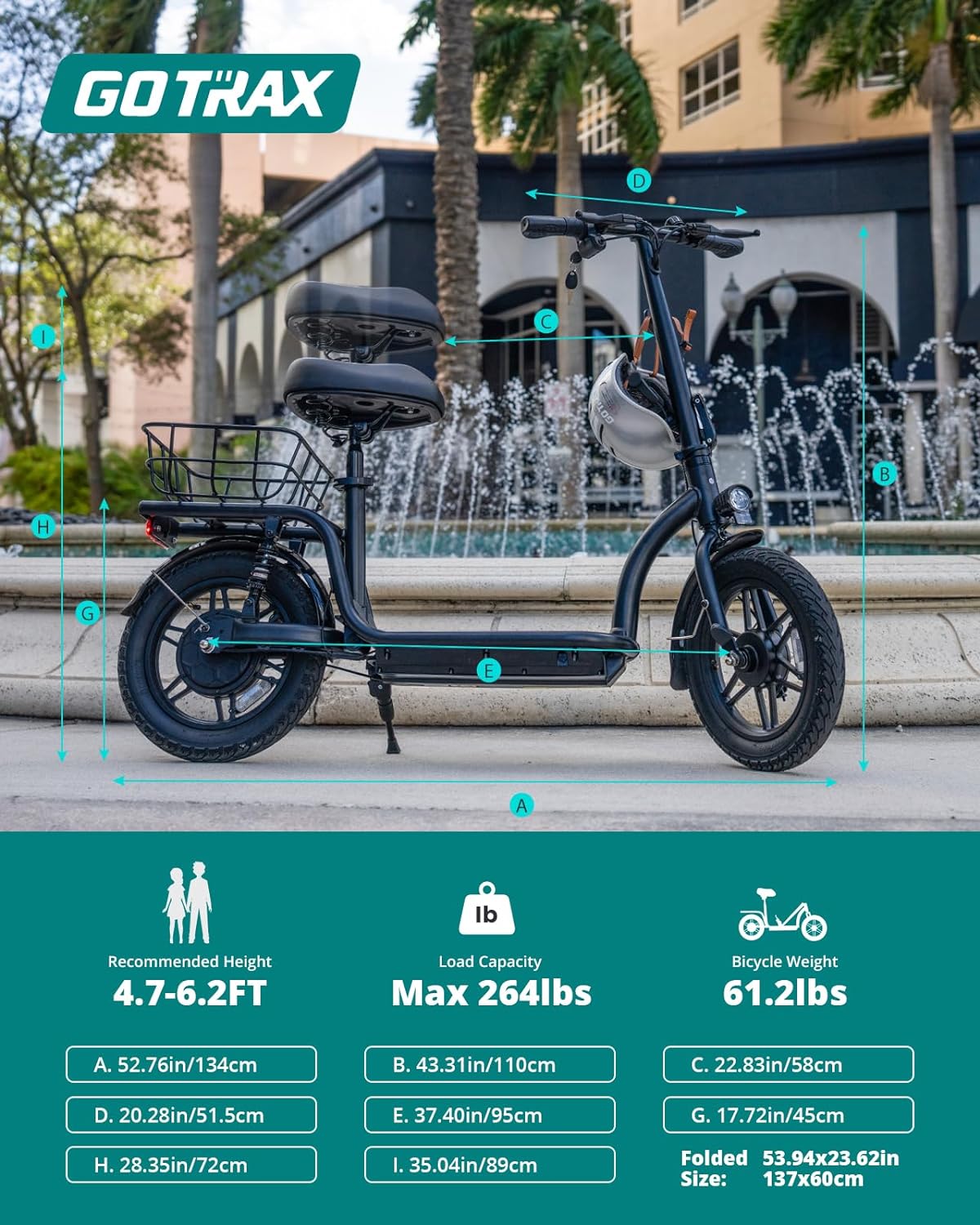 Gotrax Astro – Patinete eléctrico con asiento, neumático de 14 pulgadas y rango de 19 millas y potencia de 15.5 Mph por motor de 350 W, cómoda