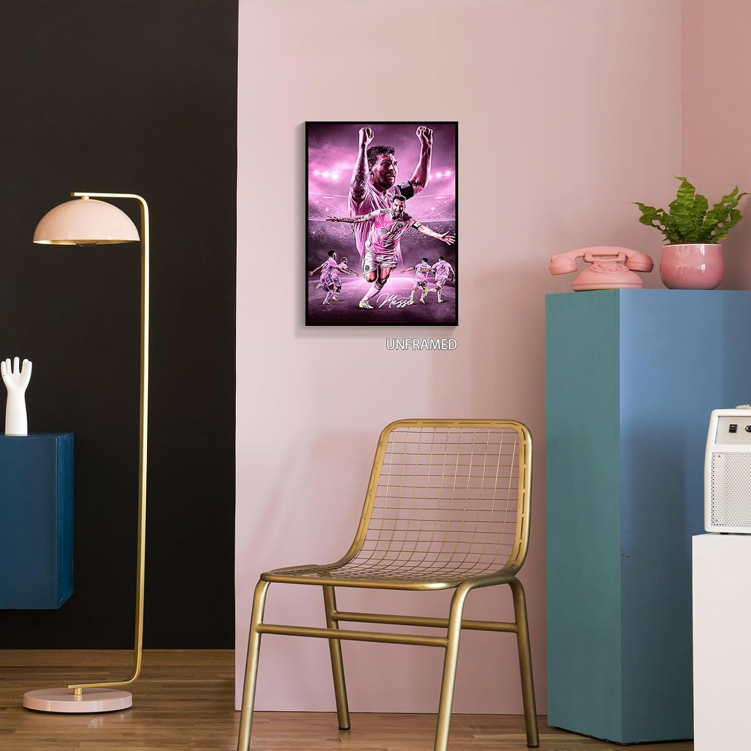 GUANKE Lionel – Póster de Messi de la superestrella del fútbol, pósteres de Messi para decoración de dormitorio de niños, arte de pared en lienzo de