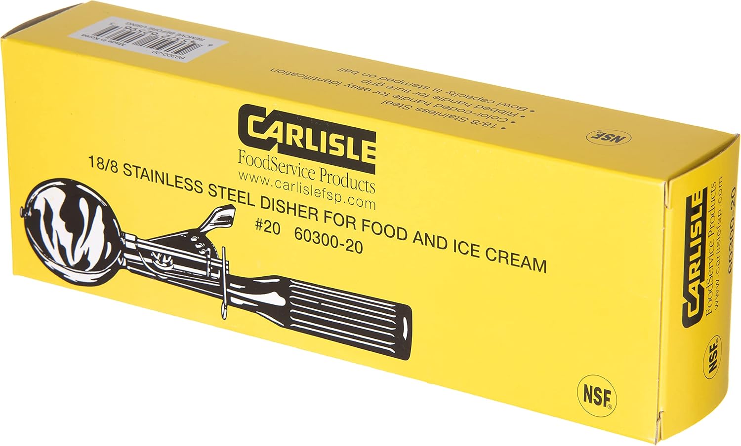 Carlisle FoodService Products 60300-20 Cuchara de acero inoxidable para control de porciones, 2 onzas, amarillo