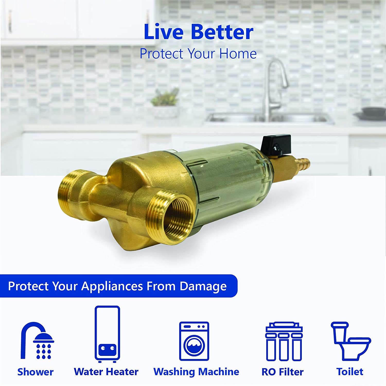 Express Water Filtro de agua para sedimentos para toda la casa, sistema de filtración de agua giratorio para el hogar, cartucho de filtro de